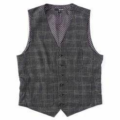 Deals ???? Murano Windowpane Patch Pocket Vest Charcoal ????