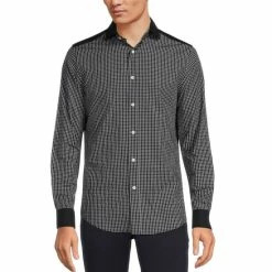 Best Pirce ✔️ Murano Archive Collection Slim-Fit Floral Pieced Check Long-Sleeve Woven ???? Shirt Dark Navy ✨