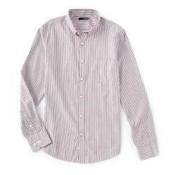 Best reviews of ???? Murano Archive Collection Slim-Fit Stripe Copper Long-Sleeve Woven ???? Shirt ❤️