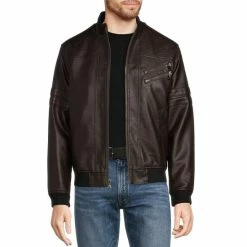 Budget ???? Murano Faux Leather Hooded Jacket Black ⌛