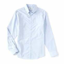 Top 10 ???? Murano Slim-Fit Solid Long-Sleeve Woven ???? Shirt Light Blue ✨