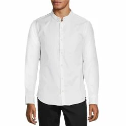 Best deal ???? Murano Wardrobe Essentials Slim-Fit Textured Long-Sleeve Woven ???? Shirt Black ????