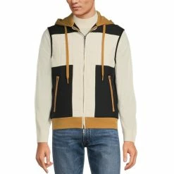 Wholesale ???? Murano Liquid Luxury Mixed Media Hood Full-Zip Vest Black ????